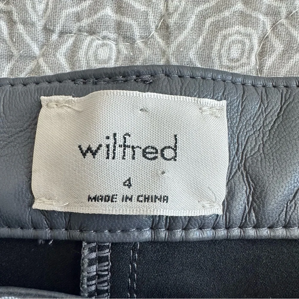 WILFRED Aritzia The Melina Pant High Waist Vegan Leather Pants Gray Charcoal 4